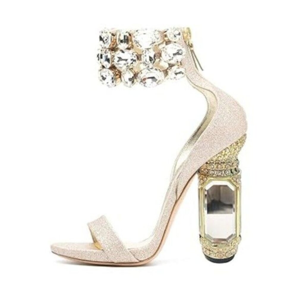 FSJ Women Open Toe Stylish Sandal Ankle Strap Chunky Block High Thick Heels Wedd